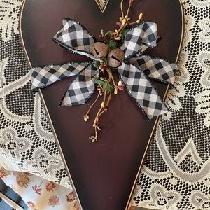 Rustic Heart Wall Hanging with Checkered Bow